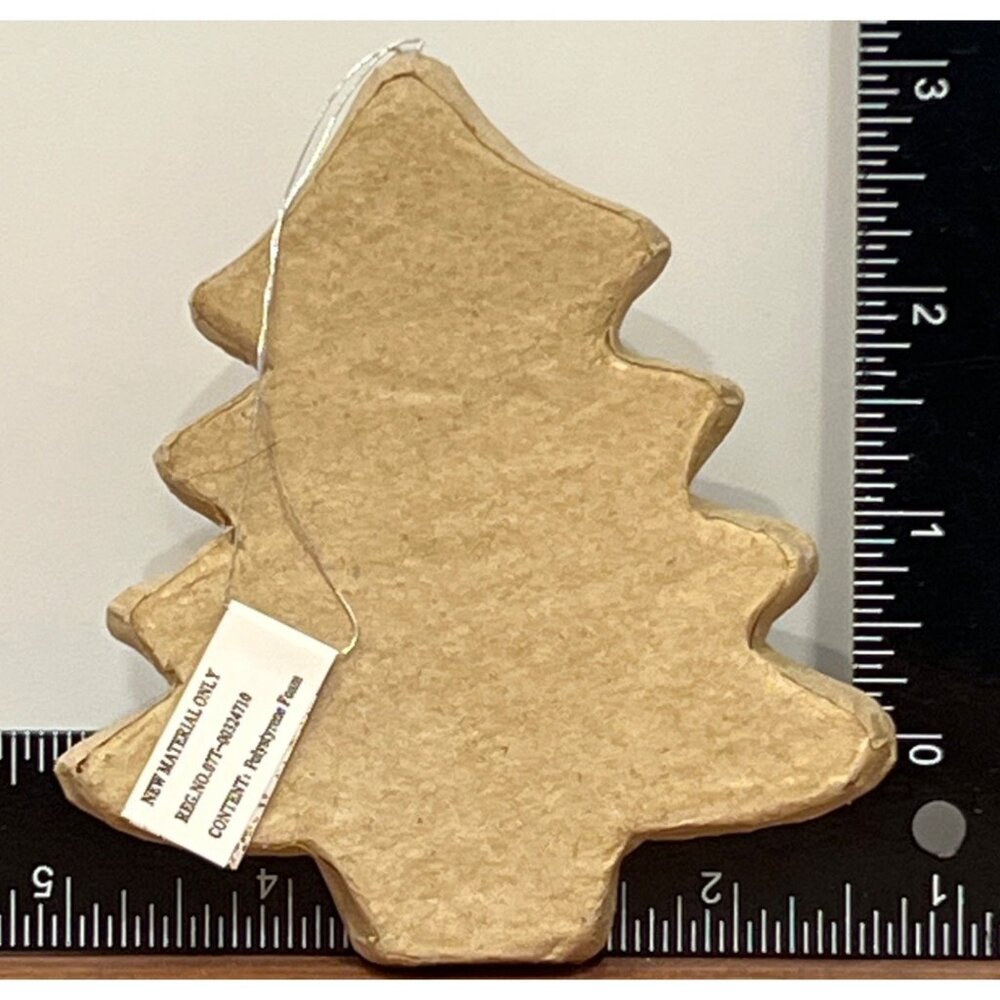 Handcrafted Paper Mache Christmas Tree Ornament 4"